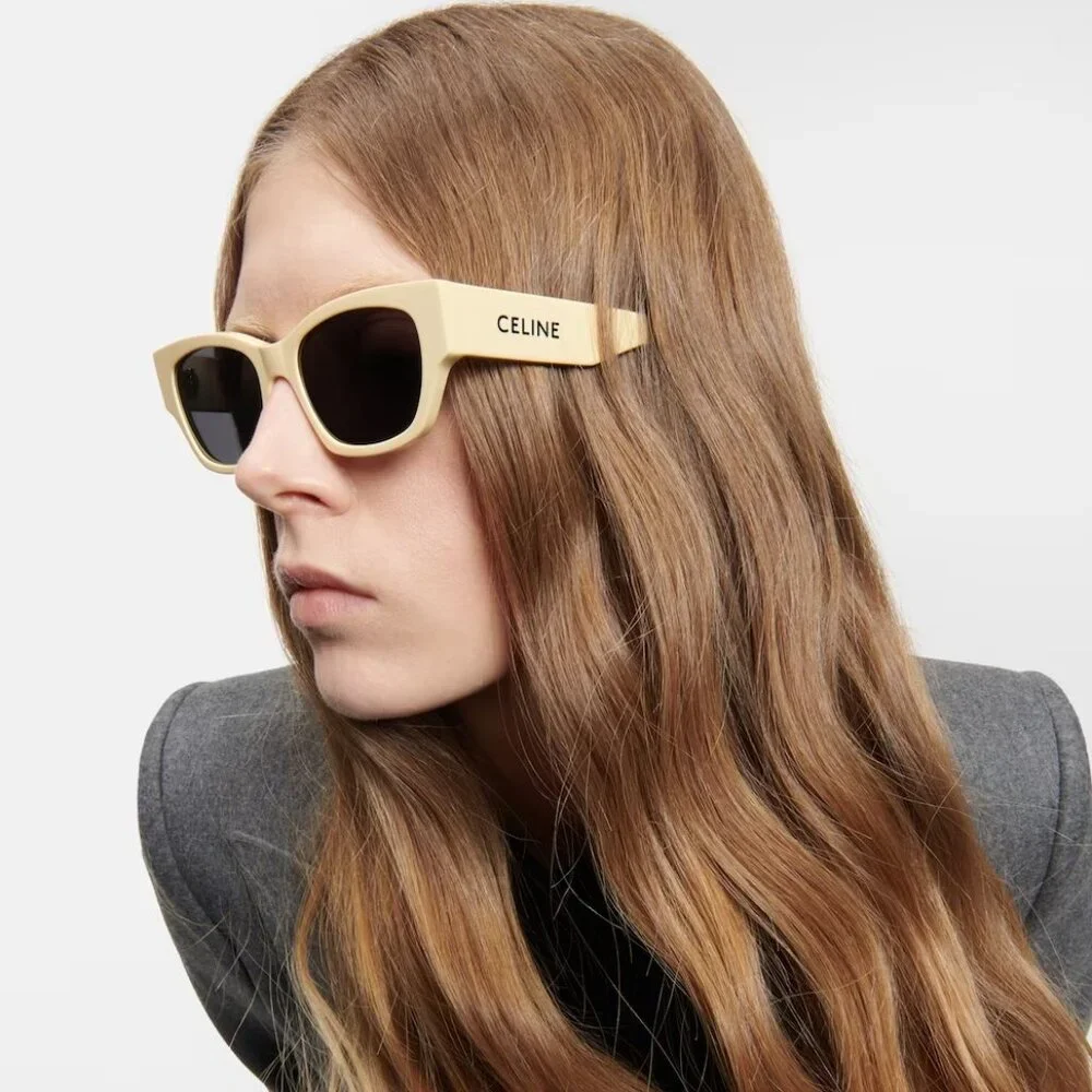BRAND NEW Celine CL40197U 39A Shiny Light Brown Smoke Geometric Sunglasses